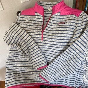 Vineyard Vines zip pullover xl grey blue pink excellent condition